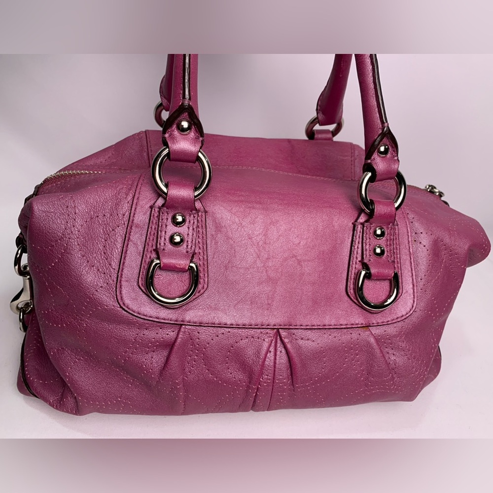 Coach Ashley Pink Leather Convertible Hobo Bag Mauve - Picture 3 of 15
